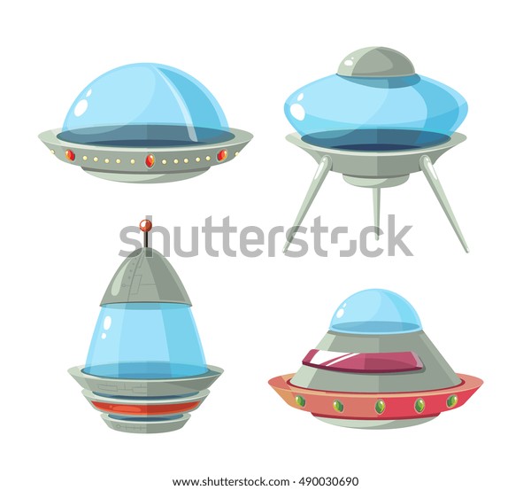 Cartoon Alien Spaceship Spacecrafts Ufo Vector Stock Vector Royalty Free 490030690