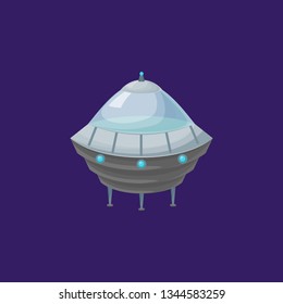 Cartoon Alien Spaceship or Ufo Ship Science Technology Travel Cosmic Concept Element Flat Design Style. Vector illustration of Toy