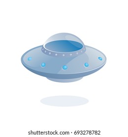 Cartoon alien spaceship ufo spacecraft vector illustration.