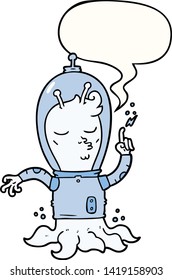 cartoon alien with speech bubble