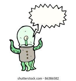 cartoon alien with speech bubble