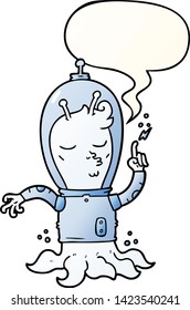 cartoon alien with speech bubble in smooth gradient style