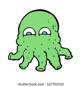 caricatura cara de calamar alienígena