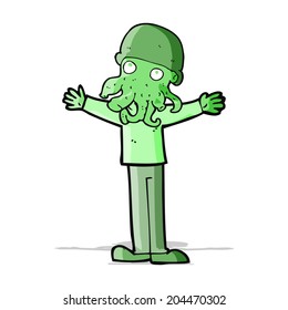 cartoon alien squid face man