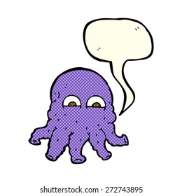 cartoon alien squid face with speech bubble