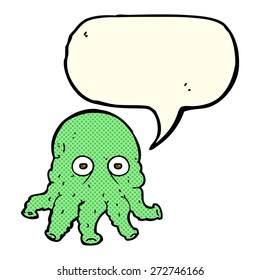 cartoon alien squid face with speech bubble