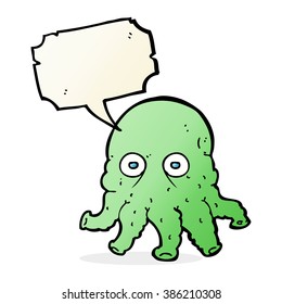 cartoon alien squid face with speech bubble