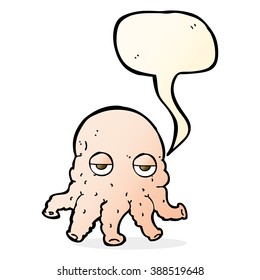 cartoon alien squid face with speech bubble