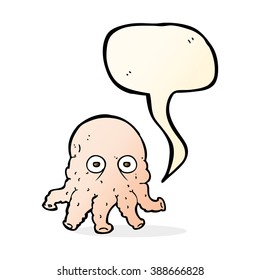 cartoon alien squid face with speech bubble