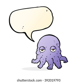 cartoon alien squid face with speech bubble