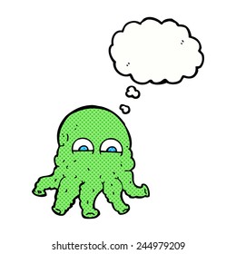 cartoon alien squid face with thought bubble
