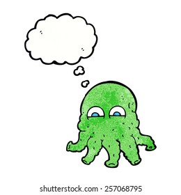 cartoon alien squid face with thought bubble