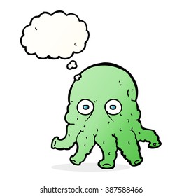 cartoon alien squid face with thought bubble