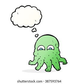 cartoon alien squid face with thought bubble