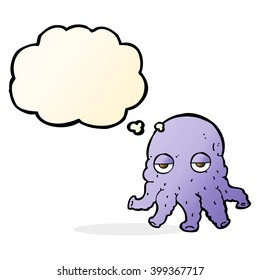 cartoon alien squid face with thought bubble