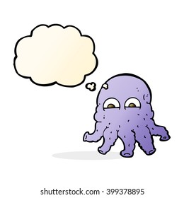 cartoon alien squid face with thought bubble