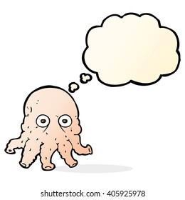 cartoon alien squid face with thought bubble