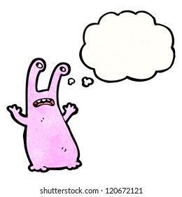 cartoon alien with thought bubble