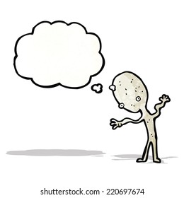 cartoon alien with thought bubble