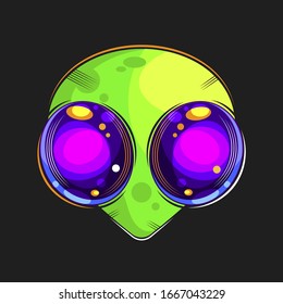 Cartoon Alien Vector Illustration Suitable For Greeting Card, Poster Or T-shirt Printing.