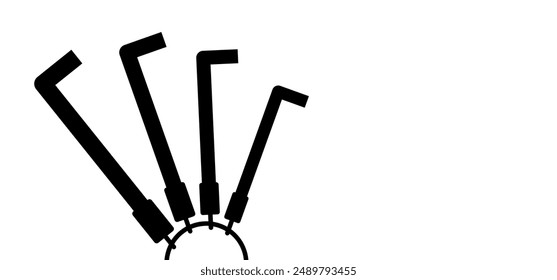 Cartoon allen wrench or hex key on a ring. Wrenches tools. Work service tool. hex key assembly set. Bicycle, cycling maintenance and repair. Home, furniture or bike fixing concept. Travel, inbus keys.