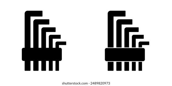 Cartoon allen wrench or hex key. Wrenches tools. Work service tool. hex key assembly set. Bicycle, cycling maintenance and repair. Home, furniture or bike fixing concept. Travel, inbus keys.