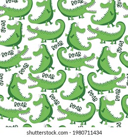 Cartoon Alligator seamless pattern.
Good for textile print, warpping paper, wall paper and other gift design.