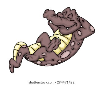 Cartoon Alligator Sleeping