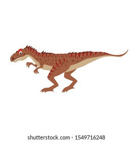 Cartoon Allosaurus. Flat simple style carnivore dinosaur. Jurassic world predator animal. Vector illustration for kid education or party design elements. Isolated on white background.