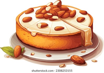 Cartoon Almond cake tshirt design, Vector, illustration