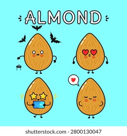 Cartoon almond character expressing