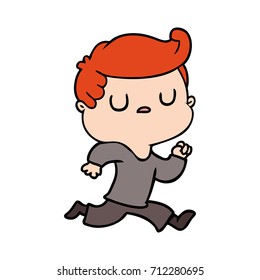 cartoon aloof man running