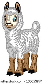 cartoon alpaca isolated on white. Vector illustration for little kids