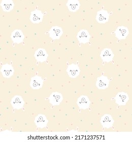 Cartoon alpaca seamless repeat pattern