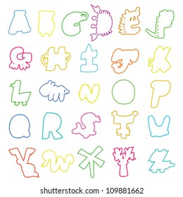 Cartoon alphabet, animal model