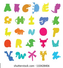 Cartoon alphabet, animal model