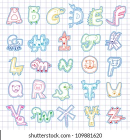 Cartoon alphabet, animal model ,cute background for children
