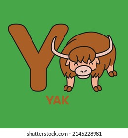 Cartoon alphabet with animals illustrations. english alphabet. Learn to read.
