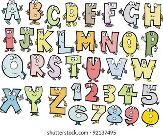 Cartoon alphabet characters vector