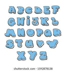 Cartoon alphabet colored Vector Font, available all letters.