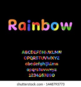 Cartoon Alphabet Design. Rainbow creative Typography. Childish Text Effect. Rainbow creative typography. Vector. Colorful text