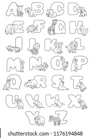 Cartoon Alphabet Poster Vector Illustration Educational Stock Vector ...