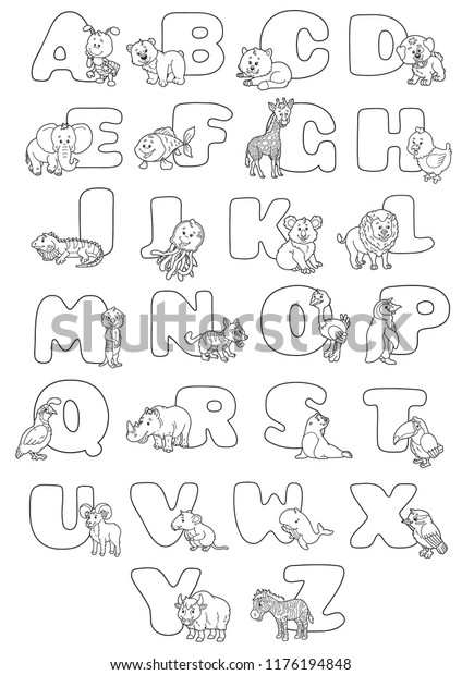 Cartoon Alphabet Poster Vector Illustration Educational Stock Vector ...