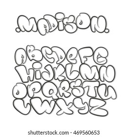 Cartoon alphabet in the style of comics. graffiti