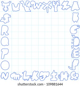 Cartoon alphabet template ,sample text here