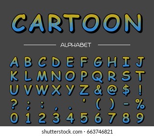 Cartoon alphabet. Vector font.