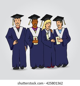 Cartoon alumnus. Hand drawn vector stock illustration. 