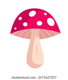 Cartoon Amanita muscaria (fly agaric) mushroom icon. Wild forest mushrooms in autumn, isolated vector illustration.