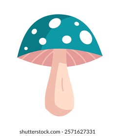 Cartoon Amanita muscaria (fly agaric) mushroom icon. Wild forest mushrooms in autumn, isolated vector illustration.