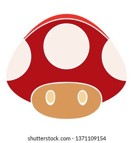 Cartoon Amanita muscaria - mushroom icon. Wild forest mushrooms in autumn, isolated vector illustration
